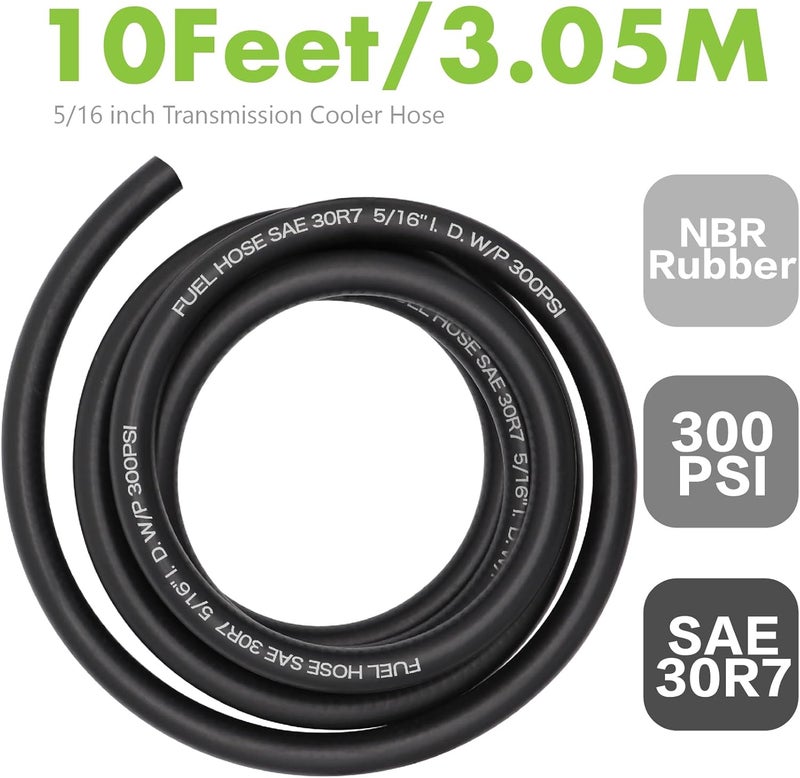 Jeemiter 5/16 Inch (8mm) ID Fuel Line Hose 10FT - SAE 30R7 NBR Replacement for Gas, Diesel, Oil - High Pressure 300PSI Kit with 10 Clamps for Automotive, Marine, Lawn Mower, Generator - Image 4